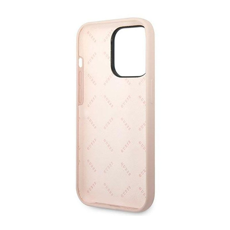 Guess Silicone Triangle Logo - pouzdro pro iPhone 14 Pro (růžové)
