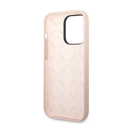 Silikonové pouzdro Guess Triangle Logo - iPhone 14 Pro (růžové)