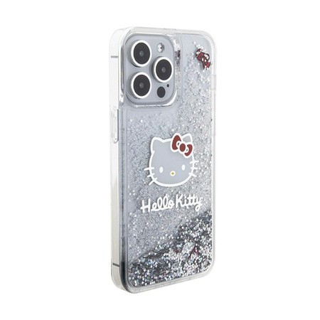 Hello Kitty Liquid Glitter Charms Kitty Head - Coque iPhone 15 Pro Max (argent)