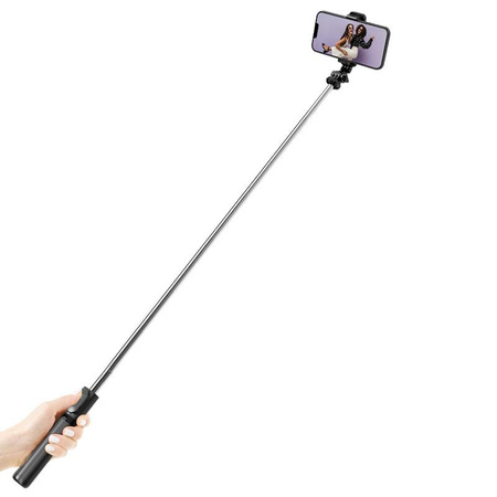 Crong SelfieGo Lite - Compact selfie stick Bluetooth tripod (black)