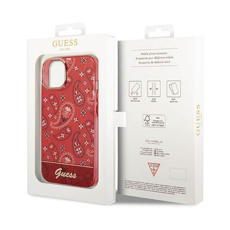 Guess Bandana Paisley - pouzdro pro iPhone 14 Plus (červená)
