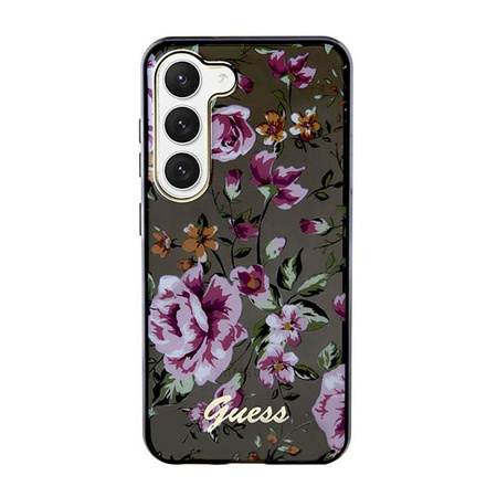 Guess Flower Collection - pouzdro pro Samsung Galaxy S23+ (černé)