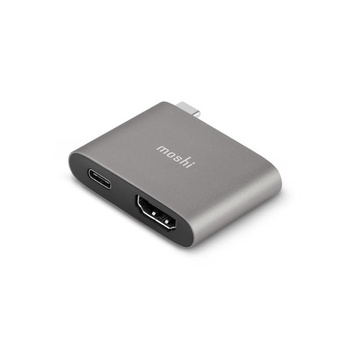 Moshi USB-C Adapter - Adapter für HDMI 4K und HDR mit 60W Power Delivery Ladeunterstützung (Titanium Gray)