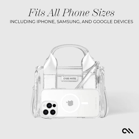 Case-Mate Micro Tote Bag - Sac à bandoulière étanche (Silver Chrome/Clear)