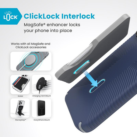 Speck Presidio2 Grip ClickLock & MagSafe - iPhone 16 Pro Max Case (Coastal Blue / Dust Grey / White)