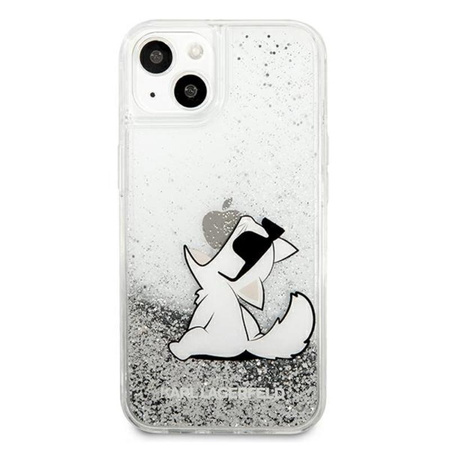 Karl Lagerfeld Liquid Glitter Choupette Fun - pouzdro pro iPhone 13 (stříbrné)