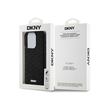 DKNY 3D gumi ismétlődő minta - iPhone 15 Pro Max tok (fekete)