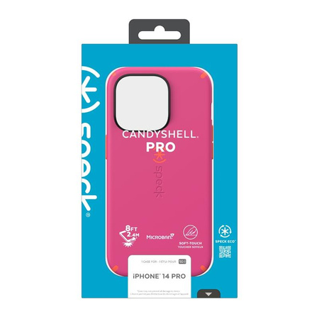 Speck CandyShell Pro - Coque pour iPhone 14 Pro avec revêtement MICROBAN (Digital Pink / Energy Red)
