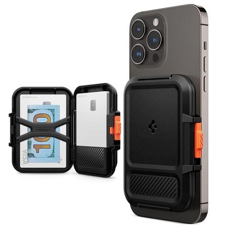 Spigen Lock Fit MagSafe - mágneses pénztárca (fekete)