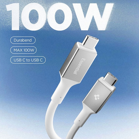 Kabel USB C Szybkie Ładowanie 2m Spigen Essential do iPhone Biały 100W PD