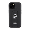 Karl Lagerfeld Gripstand Saffiano Karl & Choupette Pins - pouzdro na iPhone 15 (černé)
