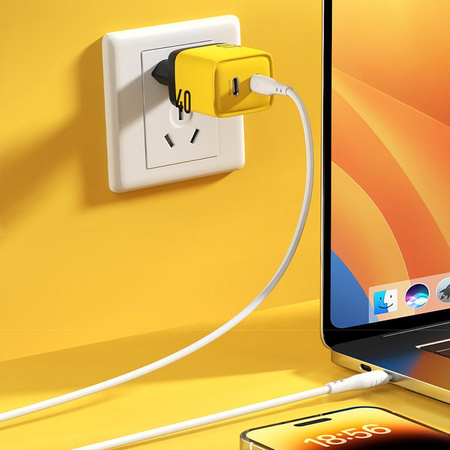 WEKOME WP-U128 - 2x USB-C Super Fast Charger GaN 40W (Yellow)