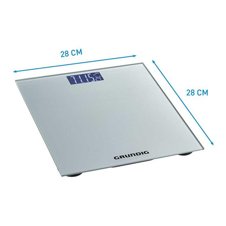 Grundig - Elektroniczna waga łazienkowa, szklana, do 180 kg (srebrny)