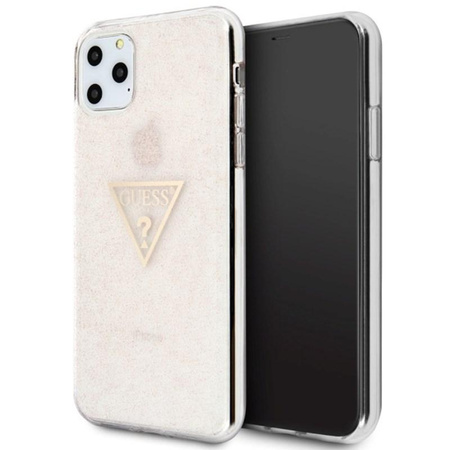 Guess Solid Glitter Triangle - iPhone 11 Pro Max Tasche (Rosa)