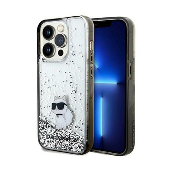 Karl Lagerfeld Liquid Glitter Choupette - iPhone 14 Pro Tasche (Transparent)