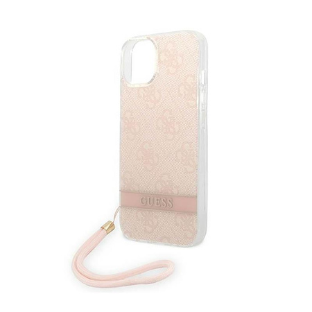 Guess 4G Print Cord - Case with lanyard iPhone 14 Plus (pink)