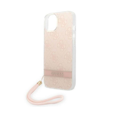 Guess 4G Print Cord - Etui avec dragonne iPhone 14 Plus (rose)