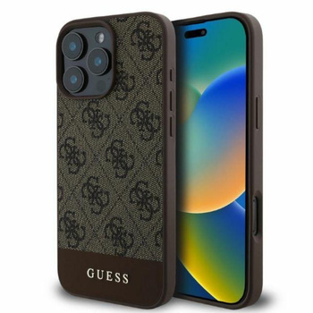 Guess 4G Bottom Stripe - pouzdro pro iPhone 16 Pro (hnědé)