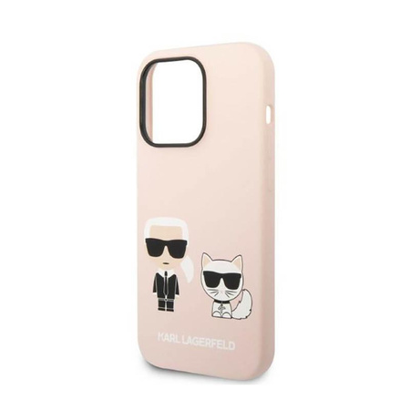 Karl Lagerfeld Liquid Silicone Karl & Choupette MagSafe - pouzdro pro iPhone 14 Pro (růžové)