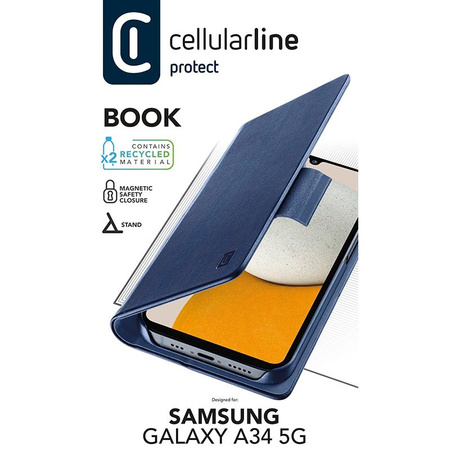 Cellularline Book Case - Étui Samsung Galaxy A34 5G (bleu)