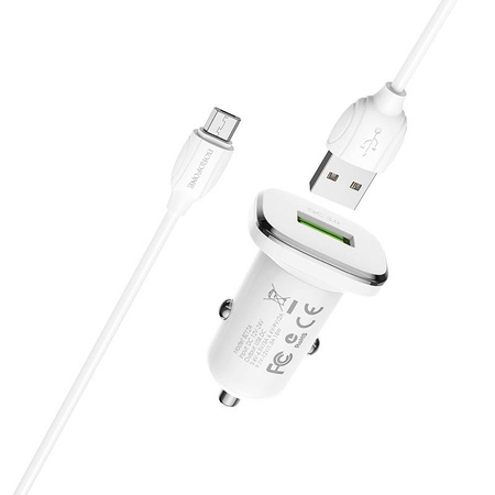 Borofone - USB nabíječka do auta s QC3.0 a kabelem micro USB v balení, bílá