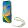 Guess IML Flowers With Pearl Strap Étui MagSafe pour iPhone 16 Pro Max (vert)