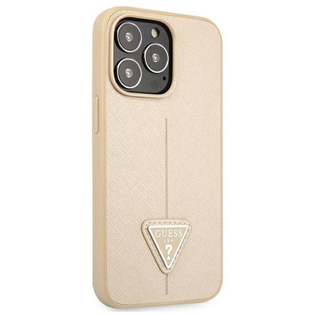 Guess Saffiano Triangle Logo Case - iPhone 13 Pro Case (beige)