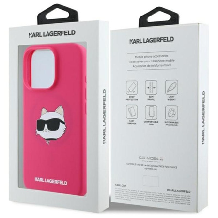 Karl Lagerfeld Silicone Choupette Head Print MagSafe - Case iPhone 16 Pro (fuchsia)
