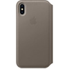 Apple Leather Folio - Bőr iPhone X tok kártyazsebekkel (világos bézs)