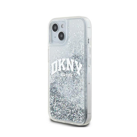 DKNY Liquid Glitter Big Logo - pouzdro pro iPhone 15 / 14 / 13 (bílé)