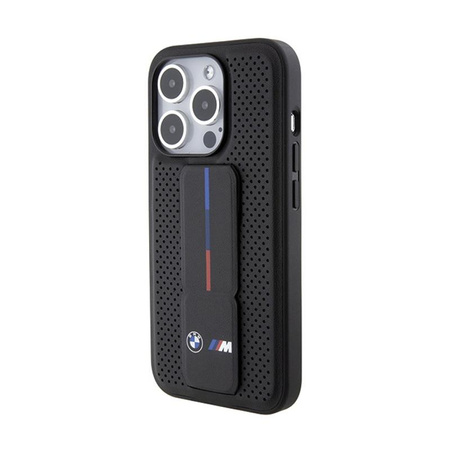 BMW Grip Stand Lisse & Perforé - Coque iPhone 15 Pro Max (noir)