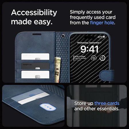 Spigen Wallet S Pro - Tasche für iPhone 15 Pro (Marine)