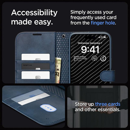 Spigen Wallet S Pro - tok iPhone 15 Pro készülékhez (Navy)