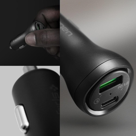 Spigen Steadiboost F31QC - Autonabíječka USB-C 27W PD a USB-A 18W QC3.0 (černá)