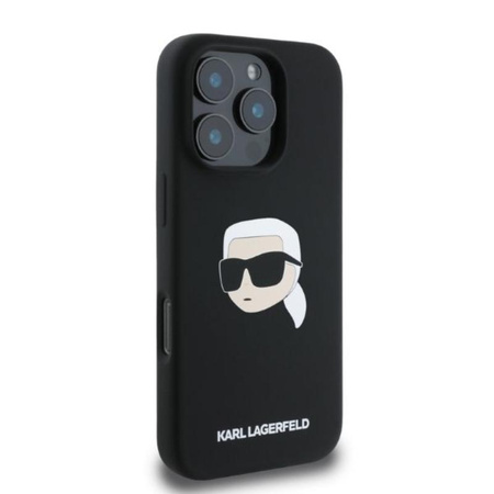 Karl Lagerfeld Silikon Karl Kopf Druck MagSafe - iPhone 16 Pro Max Hülle (schwarz)