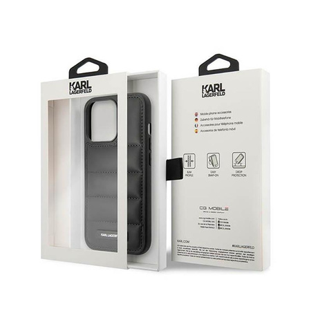 Karl Lagerfeld Puffy Elongated Logo - pouzdro pro iPhone 14 Pro (černé)