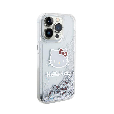 Hello Kitty Liquid Glitter Charms Kitty Head - pouzdro pro iPhone 14 Pro (stříbrné)