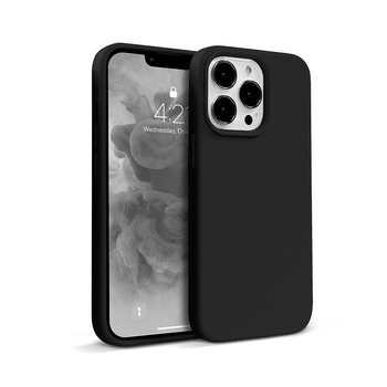 CZARNE ETUI SILIKONOWE DO IPHONE 13 PRO Crong Z MIKROFIBRĄ ELEGANCKIE