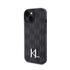 Karl Lagerfeld Leather Monogram Hot Stamp Metal Logo - Case for iPhone 15 (black)