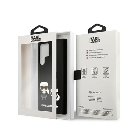 Karl Lagerfeld Slilicone Karl & Choupette - Étui Samsung Galaxy S22 Ultra (noir)