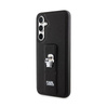 Karl Lagerfeld Gripstand Saffiano Karl & Choupette Pins - Samsung Galaxy S23 FE Case (schwarz)