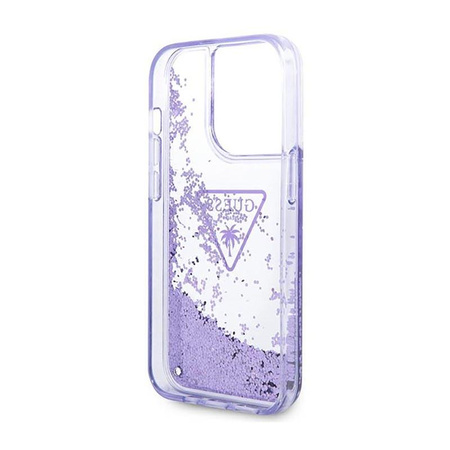 Guess Liquid Glitter háromszög logó tok - iPhone 14 Pro tok (lila)