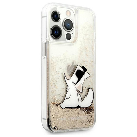 Karl Lagerfeld Liquid Glitter Choupette Fun - pouzdro pro iPhone 13 Pro Max (zlaté)