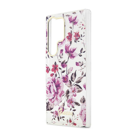 Guess Flower Collection - pouzdro pro Samsung Galaxy S23 Ultra (bílé)