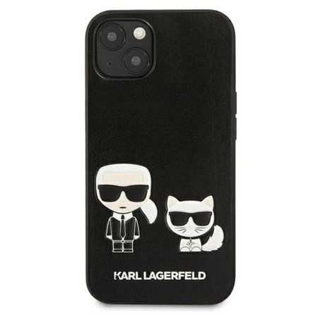 Karl Lagerfeld PU-Leder mit Karl & Choupette-Prägung - iPhone 13 Mini Tasche (schwarz)