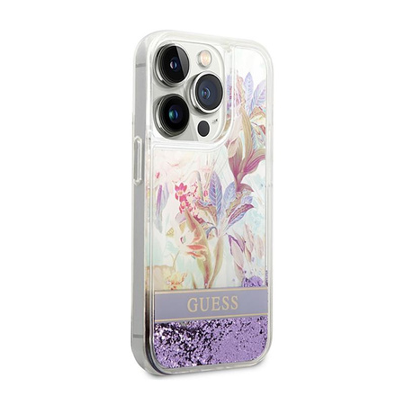 Guess Liquid Glitter Flower - iPhone 14 Pro Case (purple)