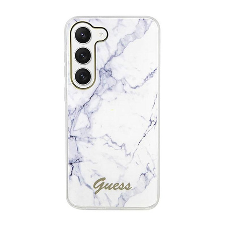 Guess Marble Collection - pouzdro pro Samsung Galaxy S23+ (bílé)