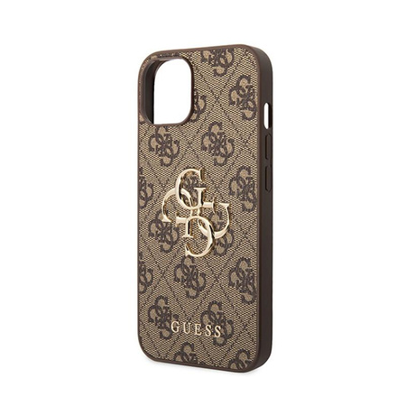 Guess 4G Big Metal Logo - pouzdro pro iPhone 15 Plus (hnědé)