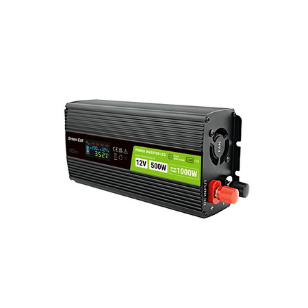 Green Cell - Spannungswandler PowerInverter mit LCD-Anzeige 12V bis 230V 500W/1000W Reine Sinuswelle