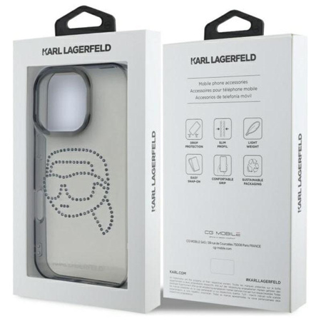 Karl Lagerfeld IML Rhinestones Karl Head - pouzdro pro iPhone 16 Pro Max (černé)
